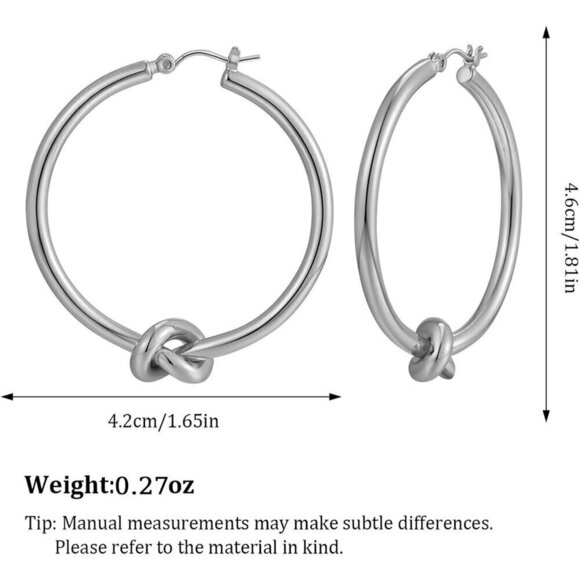 18K Silver Plated Knot Hoop Earrings Fashion Jewelry for Women - Picture 5 of 7